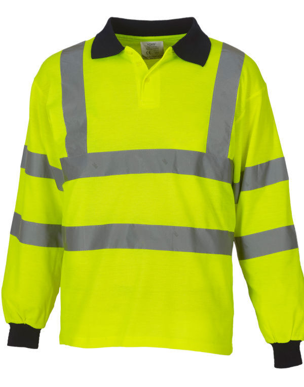 HVJ310-3M Yoko Hi-Vis Long Sleeve Polo Shirt Hi-Vis Yellow