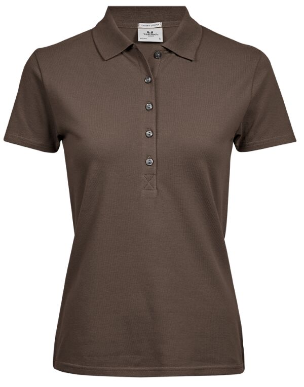 TJ145 Tee Jays Ladies’ Luxury Stretch Polo Chocolate TJ145 Tee Jays Ladies’ Luxury Stretch Polo Chocolate
