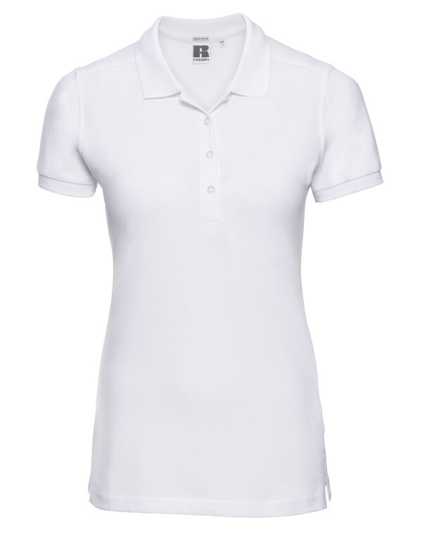 566F White Ladies’ Fitted Stretch Polo