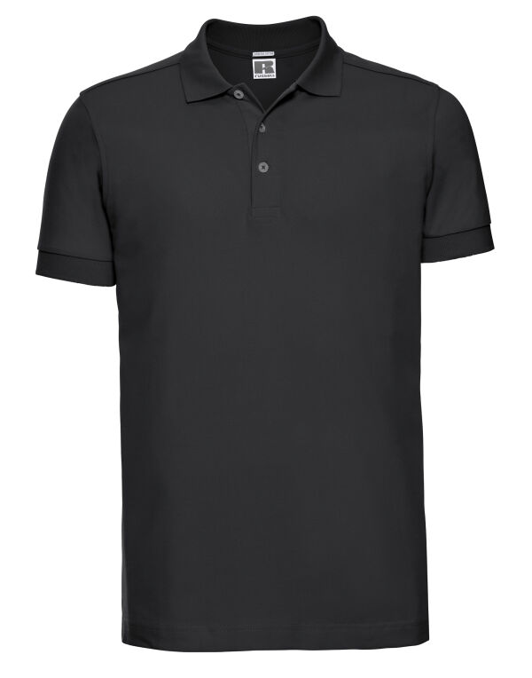566M Black Men’s Fitted Stretch Polo