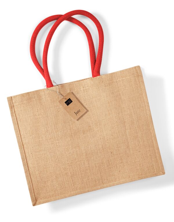 W407 Natural/Bright Red Jute Classic Shopper