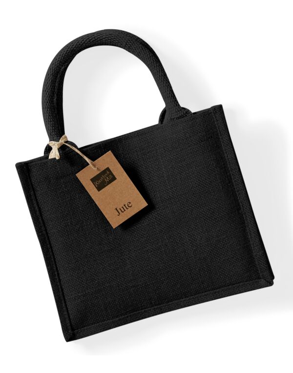 W412 Westford Mill Jute Mini Gift Bag Black/Black