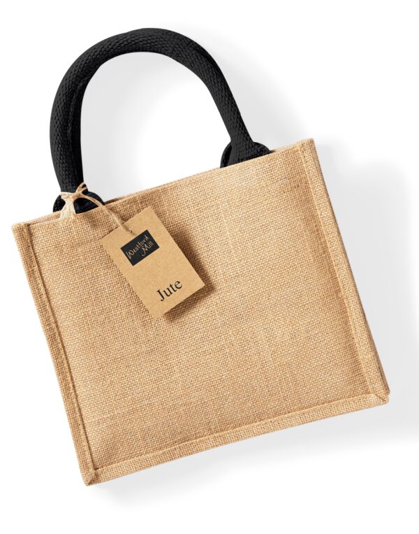 W412 Natural/Black Jute Mini Gift Bag