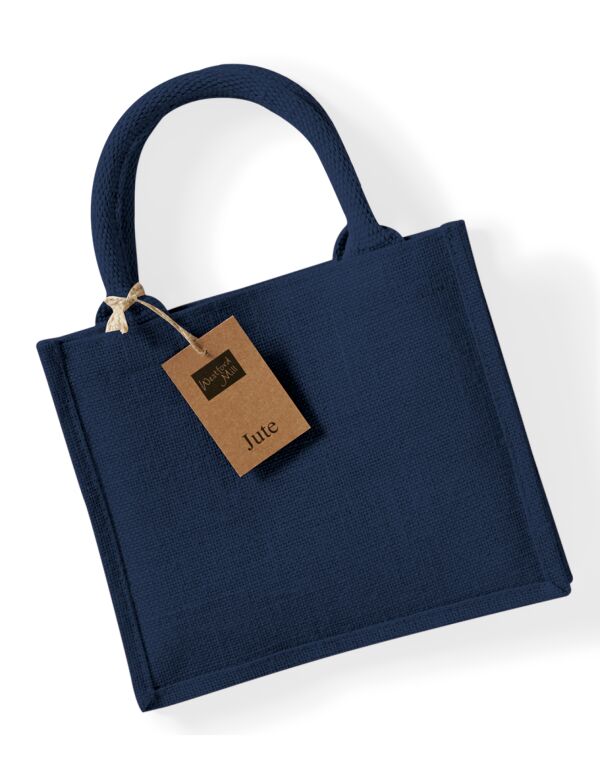 W412 Westford Mill Jute Mini Gift Bag Navy/Navy