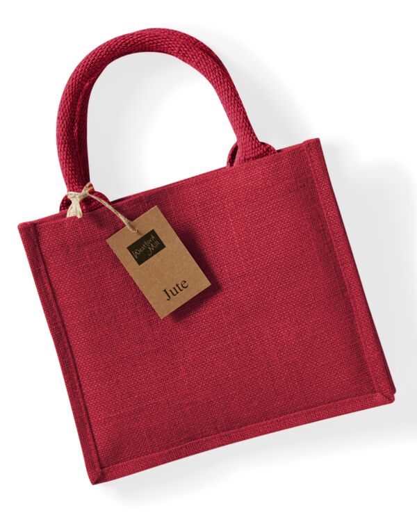 W412 Westford Mill Jute Mini Gift Bag Red/red