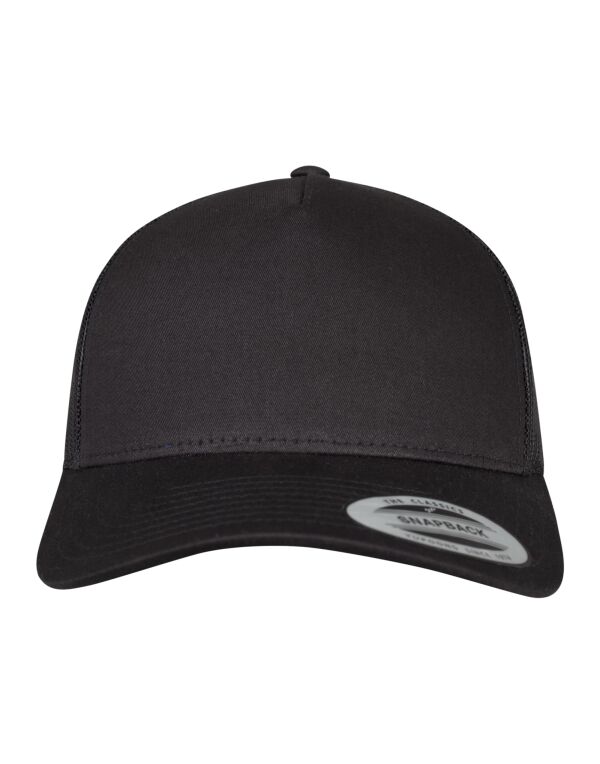 6506 Flexfit 5 Panel Retro Trucker Cap Black
