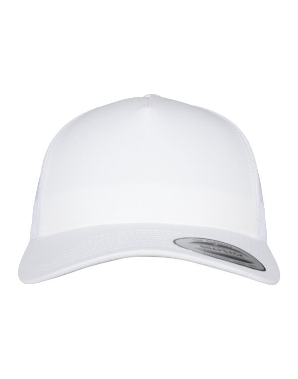 6506 Flexfit 5 Panel Retro Trucker Cap White