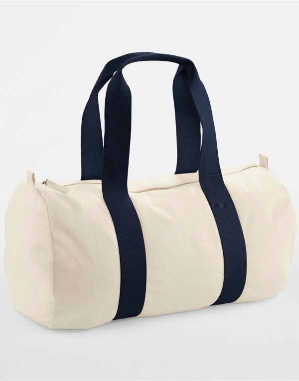 W814 Natural/French Navy EarthAware® Organic Barrel Bag