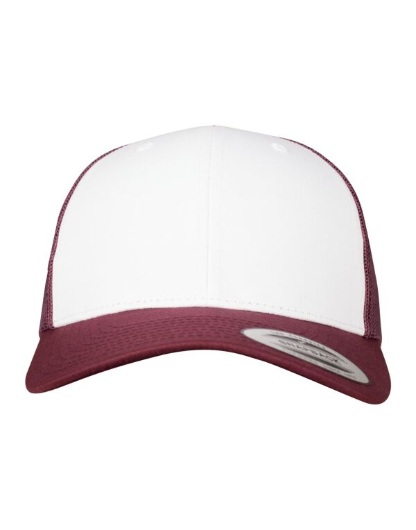6606CF Flexfit Retro Trucker Colored Front Maroon/White/Maroon