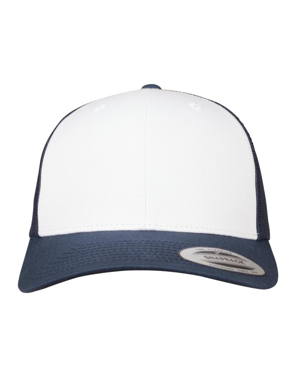 6606CF Flexfit Retro Trucker Colored Front Navy/White/Navy