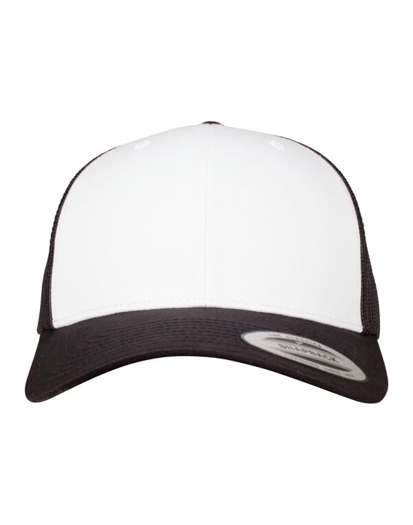 6606CF Flexfit Retro Trucker Colored Front Black/White/Black