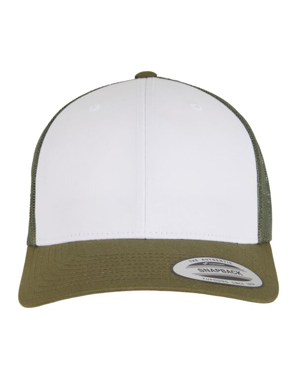 6606CF Flexfit Retro Trucker Colored Front Moss Green/White/Olive 6606CF Flexfit Retro Trucker Colored Front Moss Green/White/Olive