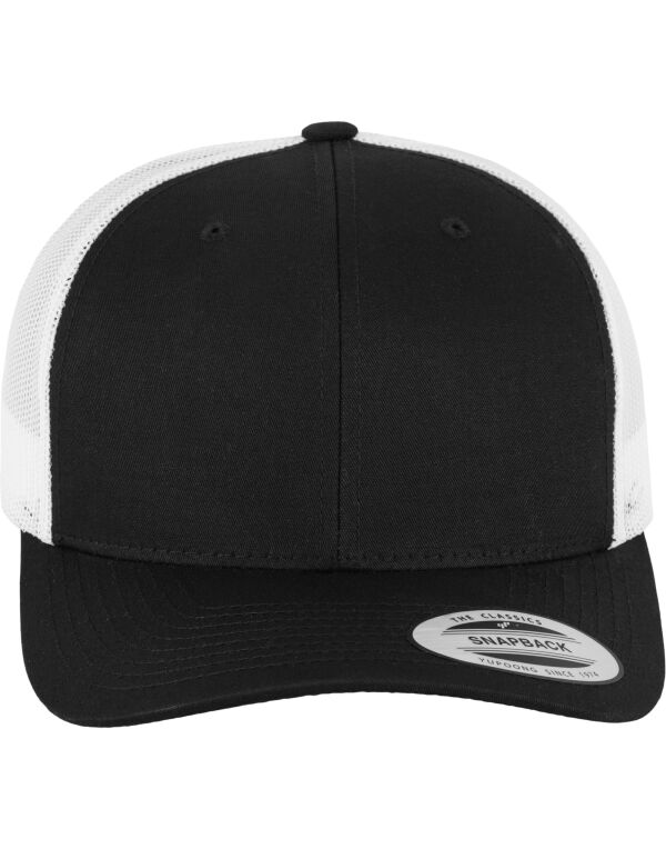 6606T Flexfit Retro Trucker Two Tone Cap Black/White