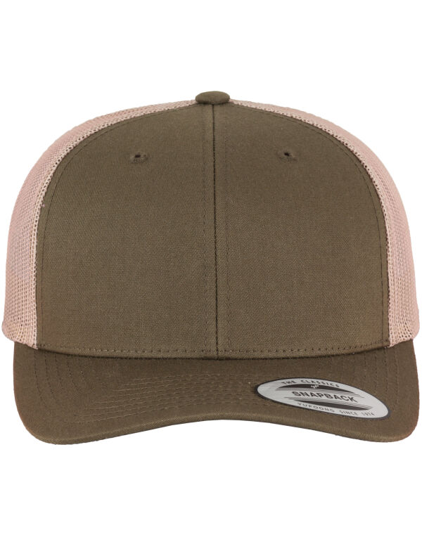 6606T Flexfit Retro Trucker Two Tone Cap Moss Green/Khaki