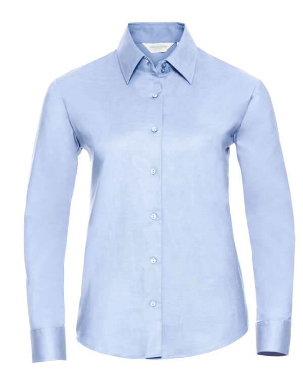 932F Russell Collection Ladies’ L/Sleeve Oxford Shirt Oxford Blue