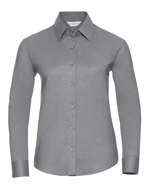 932F Russell Collection Ladies’ L/Sleeve Oxford Shirt Silver