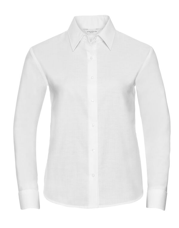 932F Russell Collection Ladies’ L/Sleeve Oxford Shirt White