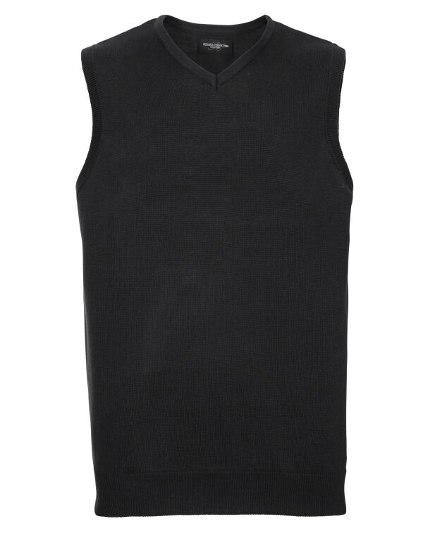 716M Russell Collection V-Neck Sleeveless Knitted Pullover Black