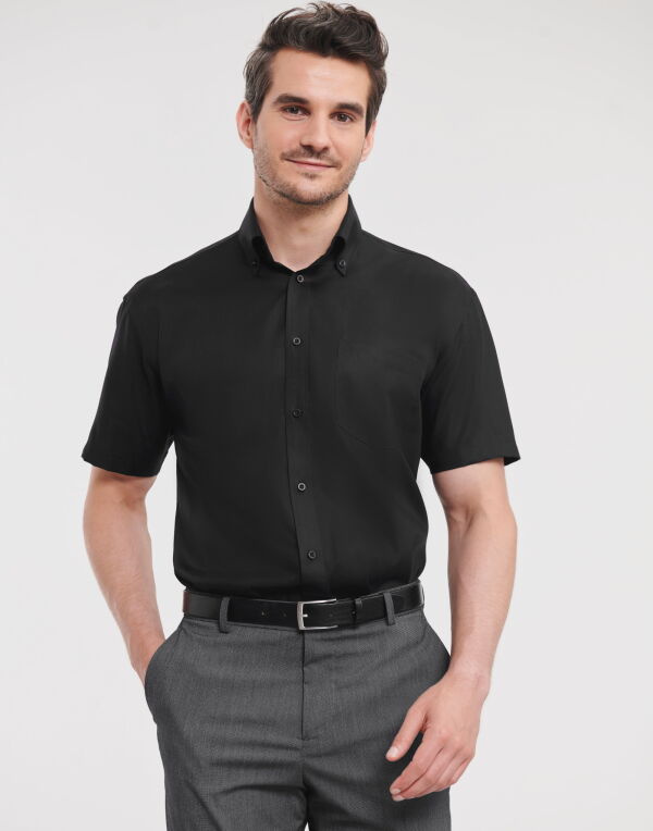 957M Russell Collection Men’s S/Sleeve Non-Iron Shirt Black
