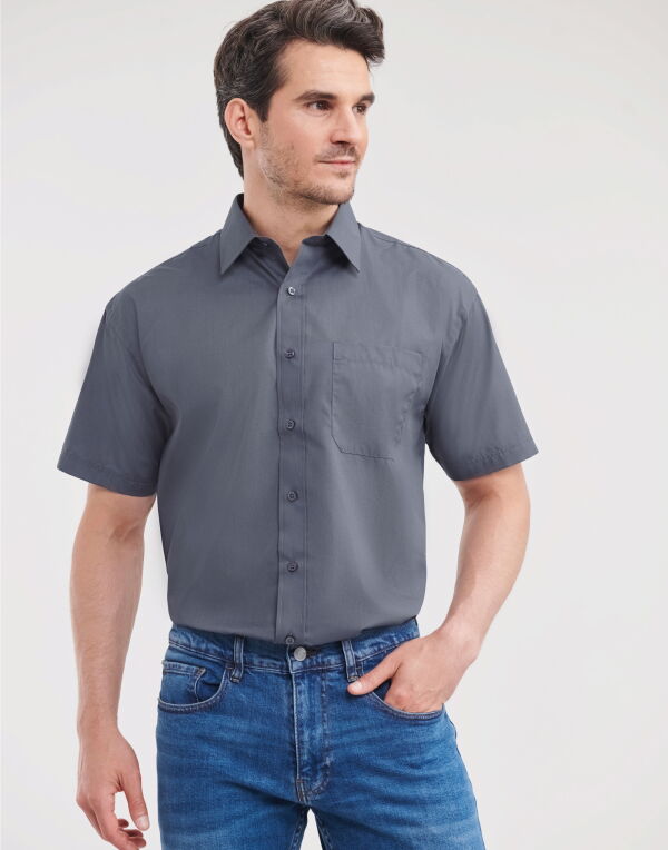 935M Russell Collection Men’s S/Sleeve Polycotton Shirt Convoy Grey