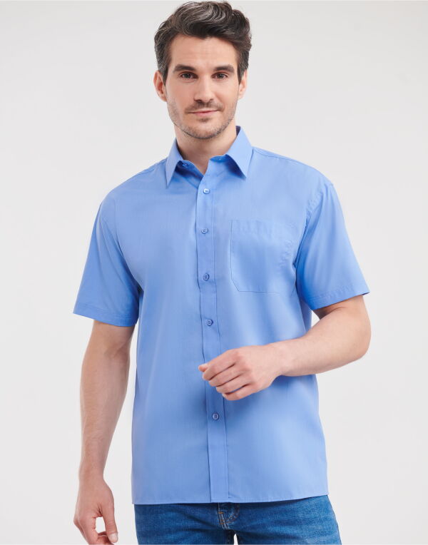 935M Russell Collection Men’s S/Sleeve Polycotton Shirt Corporate Blue