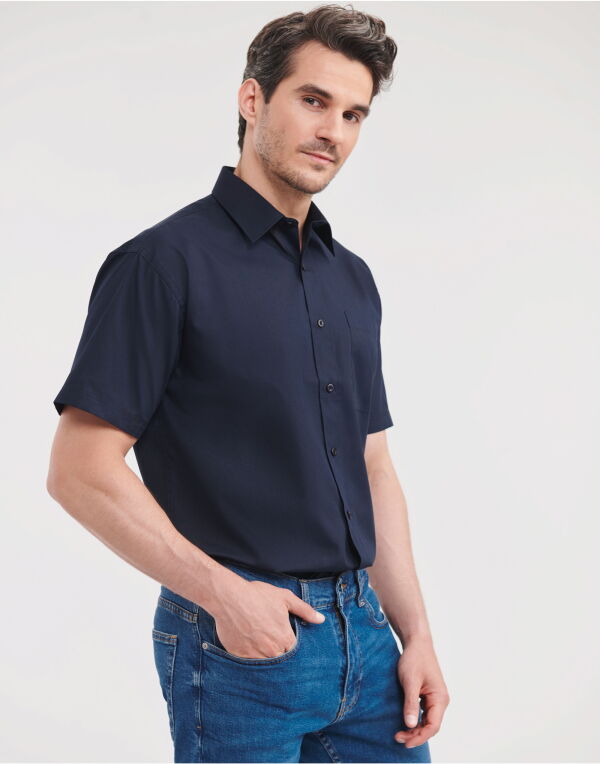 935M Russell Collection Men’s S/Sleeve Polycotton Shirt French Navy