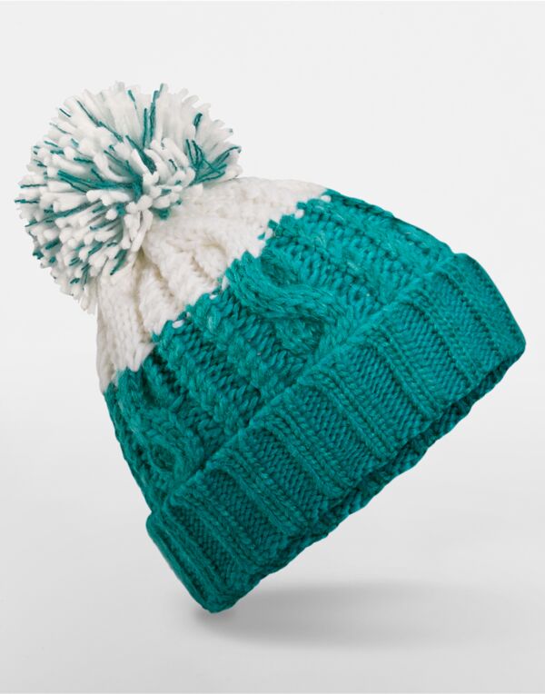 B437 Beechfield  Apres Beanie Emerald/Soft White