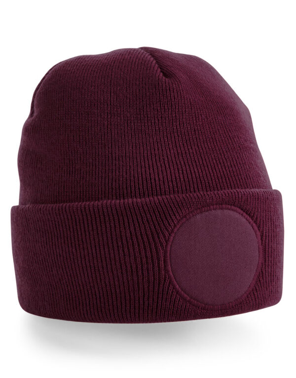 B446 Beechfield Circular Patch Beanie Burgundy