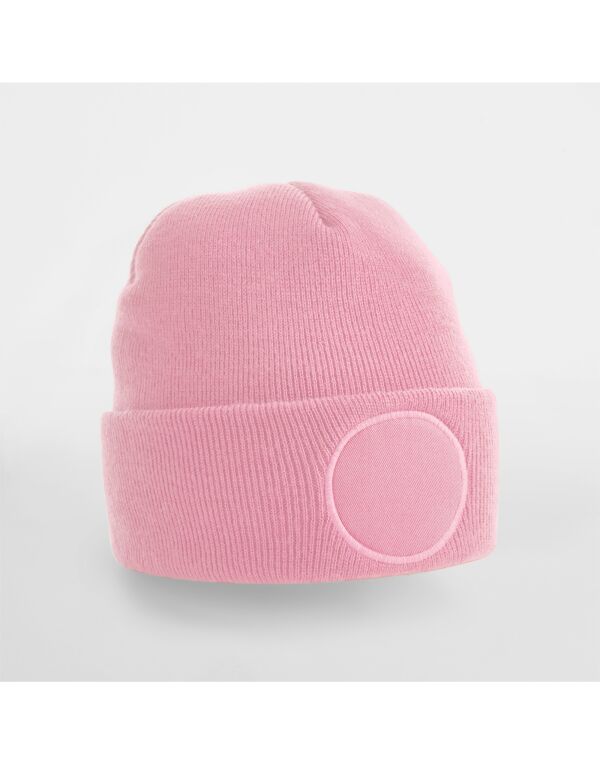 B446 Beechfield Circular Patch Beanie Dusky Pink
