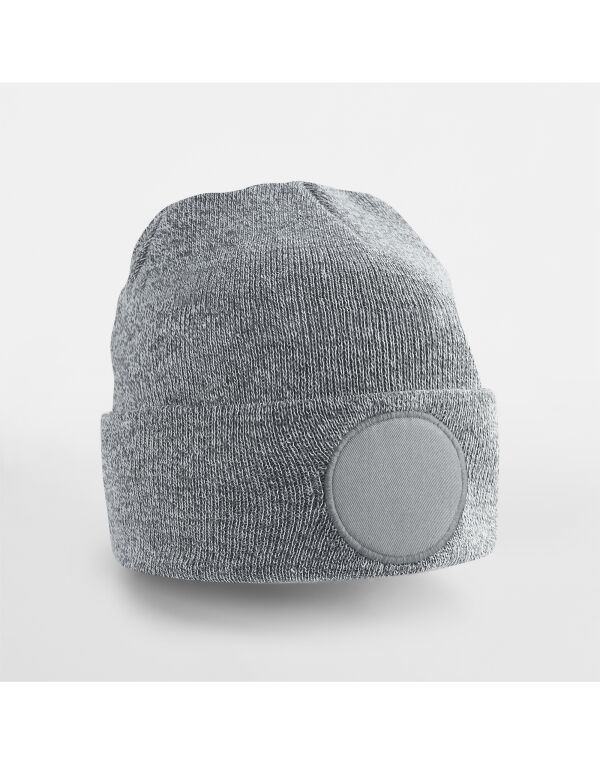 B446 Beechfield Circular Patch Beanie Heather Grey