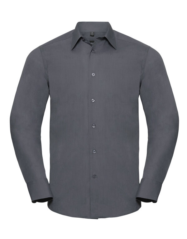 924M Russell Collection Men’s L/Sleeve Polycotton Shirt Convoy Grey