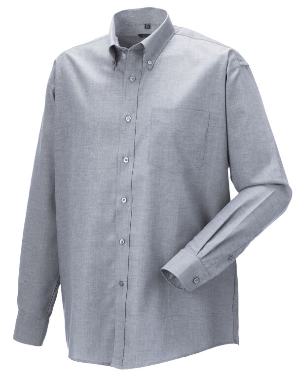 932M Russell Collection Men’s L/Sleeve Oxford Shirt Silver Grey