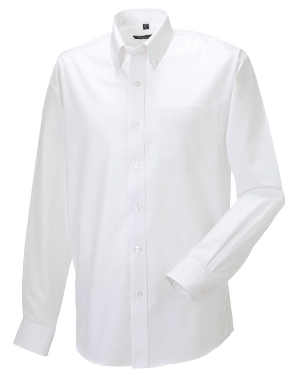932M Russell Collection Men’s L/Sleeve Oxford Shirt White