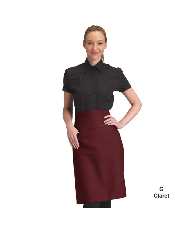DP110 Dennys Recycled Waist Apron With Pocket Claret