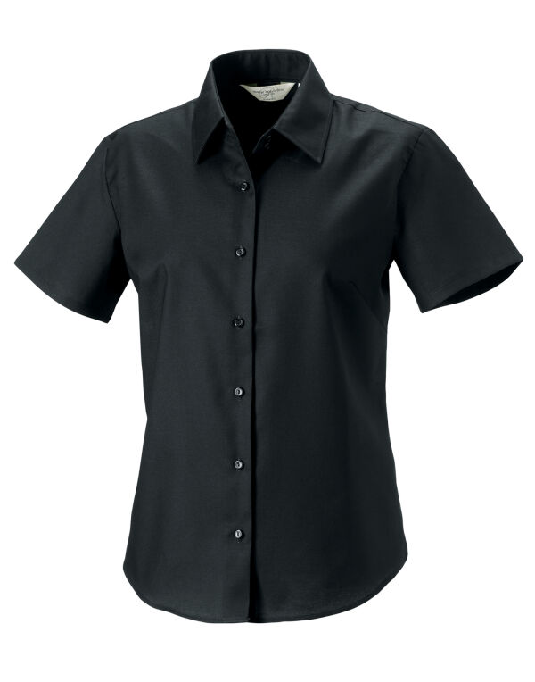 933F Russell Collection Ladies’ S/Sleeve Oxford Shirt Black