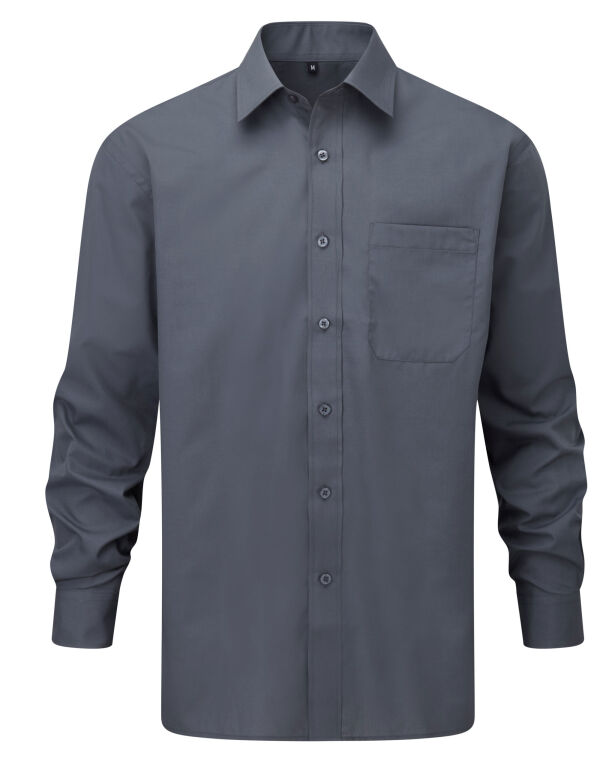 934M Russell Collection Men’s L/Sleeve Polycotton Shirt Convoy Grey