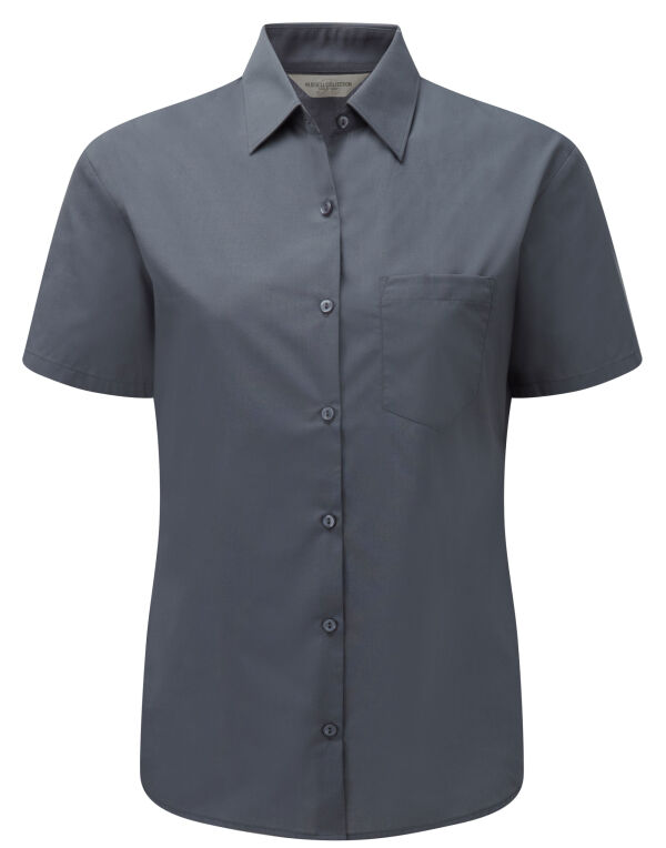 935F Russell Collection Ladies’ S/Sleeve Polycotton Shirt Convoy Grey