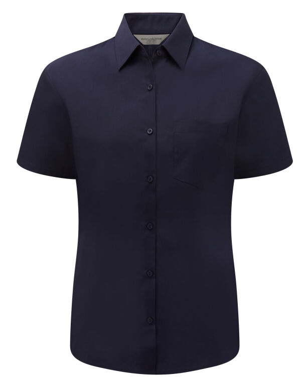 935F Russell Collection Ladies’ S/Sleeve Polycotton Shirt French Navy