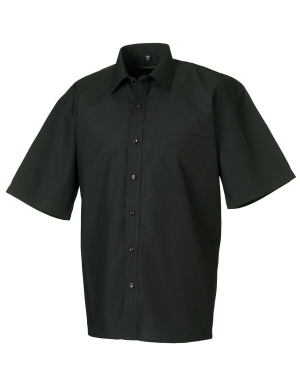 935M Russell Collection Men’s S/Sleeve Polycotton Shirt Black