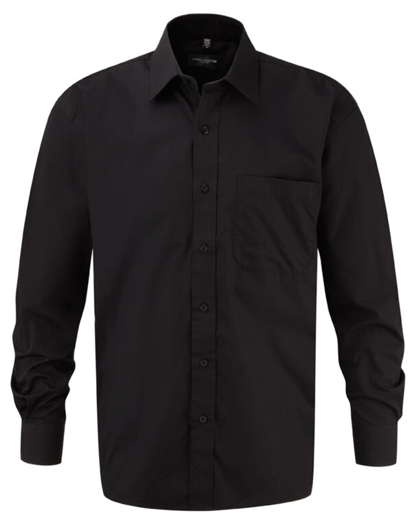 936M Russell Collection Men’s L/Sleeve Poplin Shirt Black