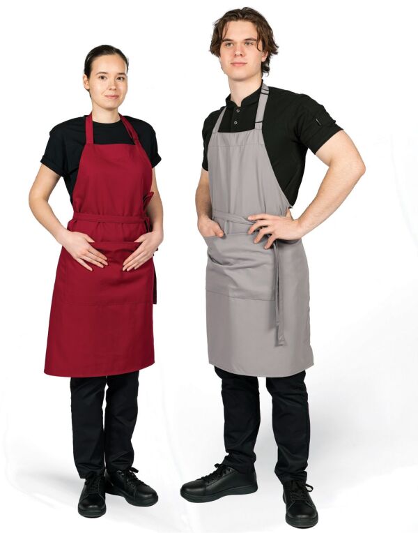DP210 Dennys Recycled Bib Apron With Pocket Griffin Grey