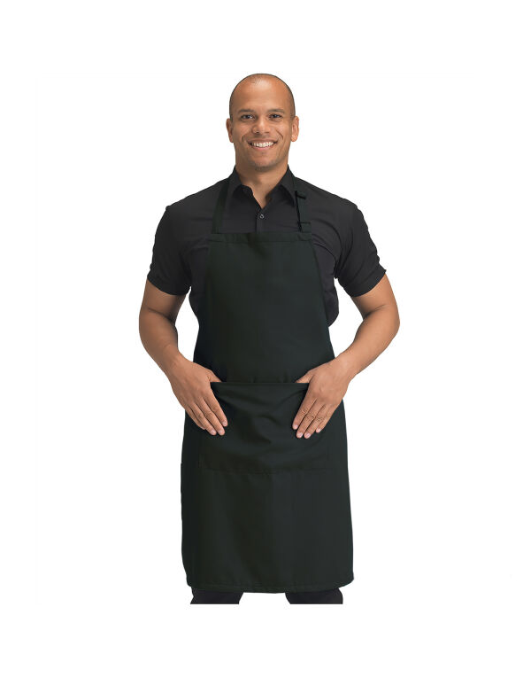 DP210 Dennys Recycled Bib Apron With Pocket Black
