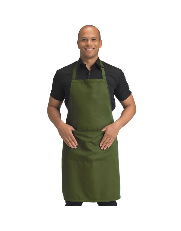 DP210 Dennys Recycled Bib Apron With Pocket Olive DP210 Dennys Recycled Bib Apron With Pocket Olive