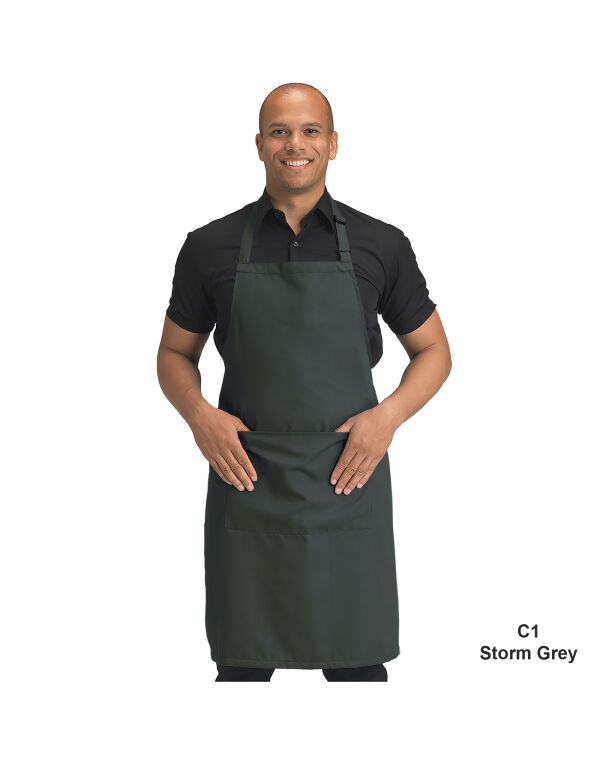 DP210 Dennys Recycled Bib Apron With Pocket Storm Grey