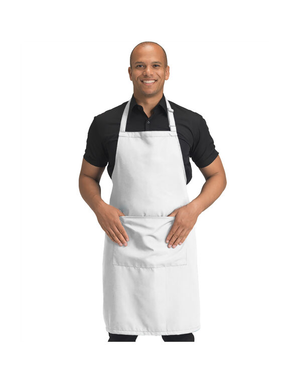 DP210 Dennys Recycled Bib Apron With Pocket White