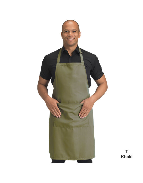 DP210 Dennys Recycled Bib Apron With Pocket Khaki DP210 Dennys Recycled Bib Apron With Pocket Khaki
