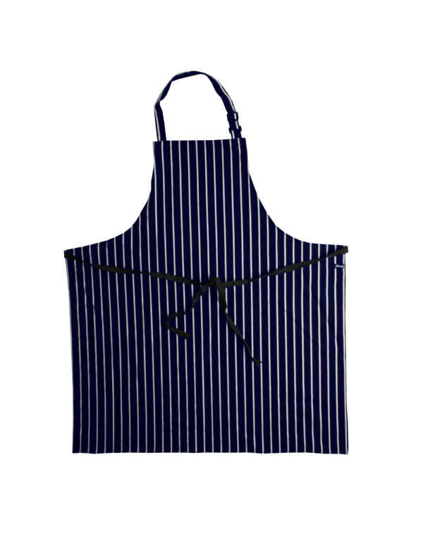 DP85 Dennys Large Cotton Striped Apron Navy/White