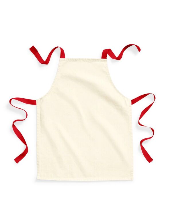 W362 Westford Mill FairTrade Cotton Junior Apron Natural/classic Red