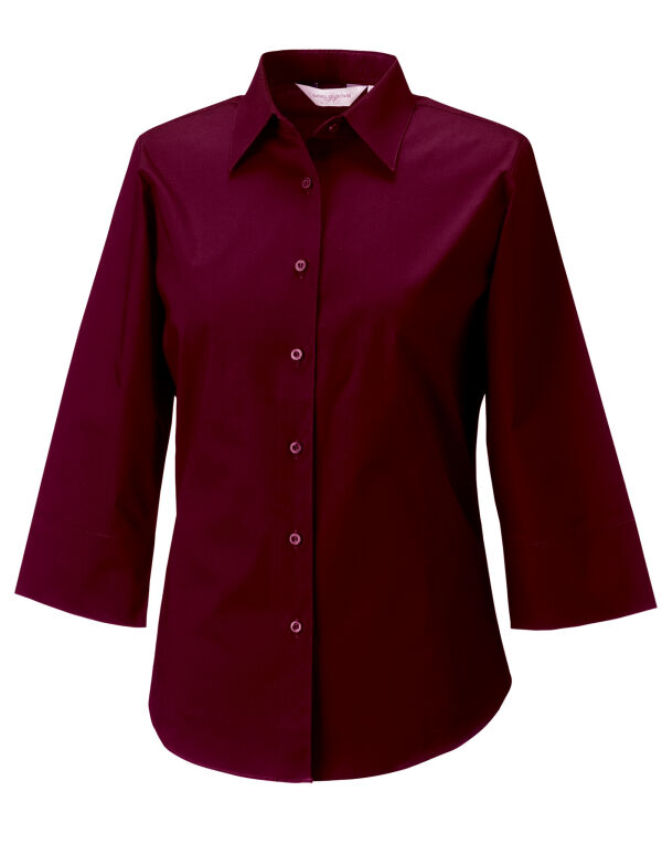 946F Russell Collection Ladies’ 3/4 Sleeve Fitted Stretch Shirt Port 946F Russell Collection Ladies’ 3/4 Sleeve Fitted Stretch Shirt Port