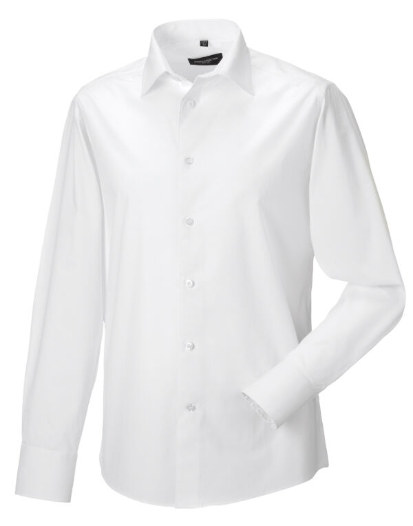 946M Russell Collection Men’s L/Sleeve Fitted Stretch Shirt White